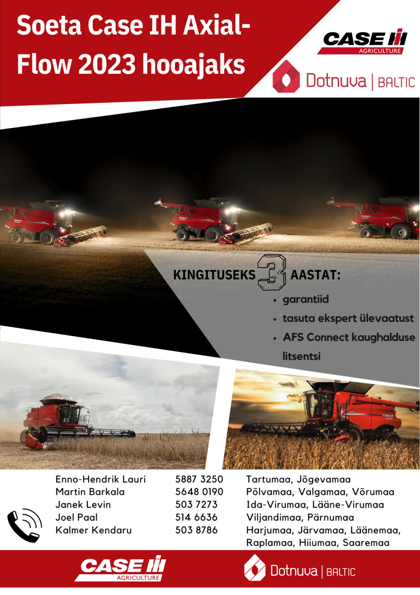 Soeta Case IH Axial Flow 2023 hooajaks ja saad 3 väärtuslikku kingitust kaasa!